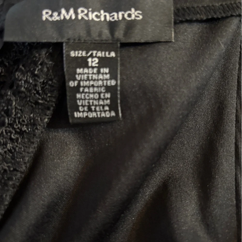 R&M Richards Black Strapless Lace Dress 12 Elegant Dark Romance Sparkly Stunning